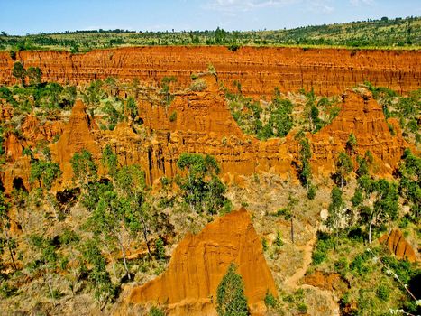 landscape of sand panicles in Konso, Ethiopia which was formed by wind and rain (erosion). This place is locally known as New York