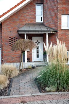 Modern entry door with a front garden and path