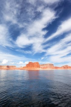 vertical view of the lake Powell, USA