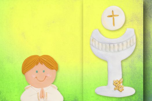 first communion greeting card, blonde boy