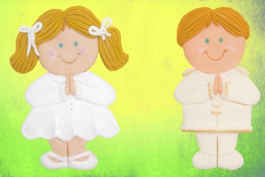 First Holy Communion Invitation Card, girl and boy
