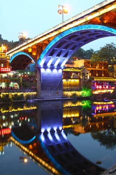 Fenghuang ancient town in Hunan Province at night