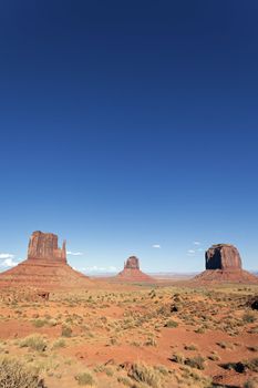 vertical view of famous landscape of Monument Valley, USA