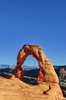 Sunset light on famous Delicate Arch 