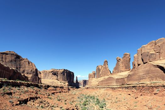 Red rocks panorama in Arches National park, Utah 