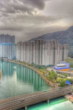 Tuen Mun downtown at day in Hong Kong, HDR image.