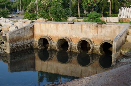 Water waste pipe on seaside