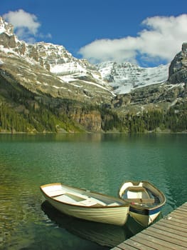 Boats on Lake O'hara, Yoho National Park, Canada