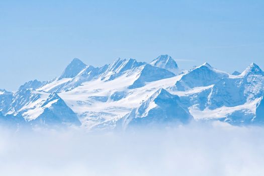 Landscape of Snow Mountain with Blue Sky from Pilatus Peaks Alps Lucern Switzerland