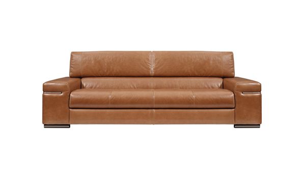 brown leather sofa isolated