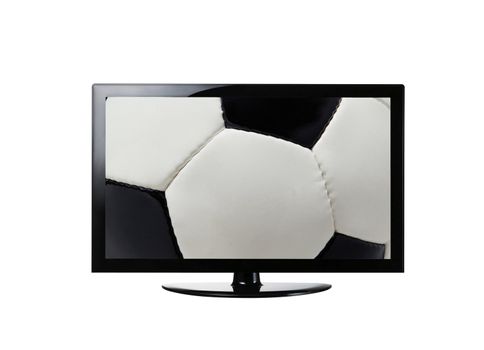 Soccer on TV concept - isolated on white