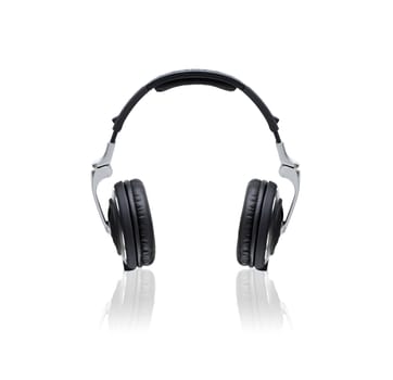 Black Headphones Isolated on a White Background