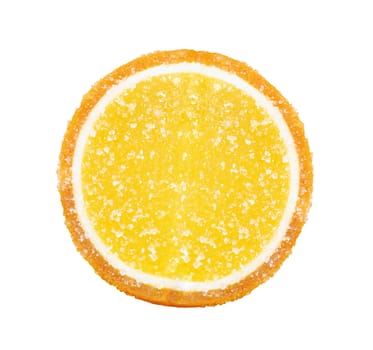 orange jelly in sugar isolated on white