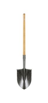Shovel with wooden handle isolated on white background