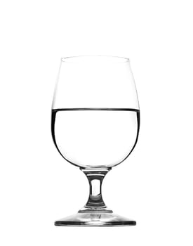 water on glass isolated on white background