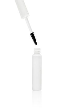 white mascara for eyes isolated on white background
