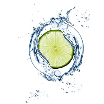 Slice of  lime in water splash - excellent quality