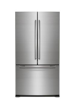 Modern refrigerator isolated on white background
