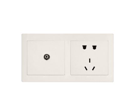 close up photo of a white electric outlet