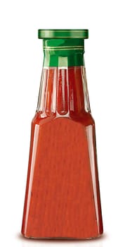 Glass bottle of ketchup