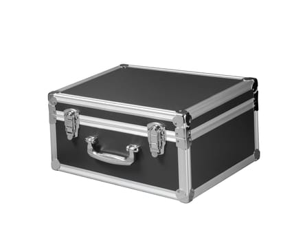 silver chromed make up box on white background