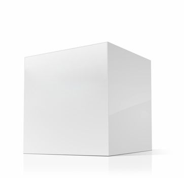 White box over white background