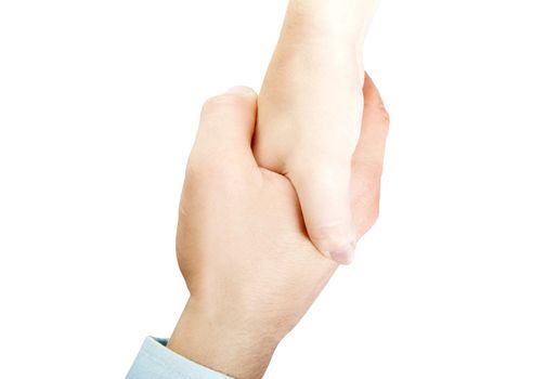shaking hands with Business suited arm