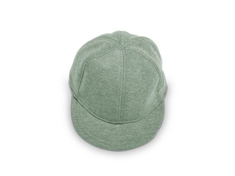 A green baseball cap is isolated on a white background