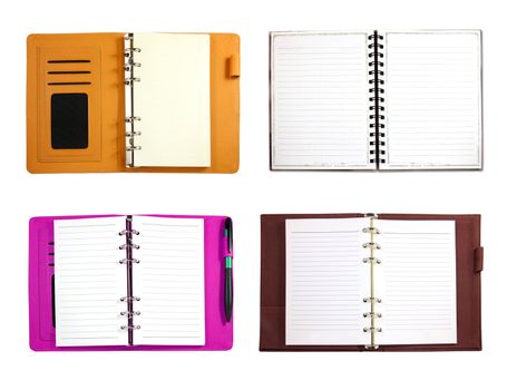 Collection of blank binder notebook isolated on white 