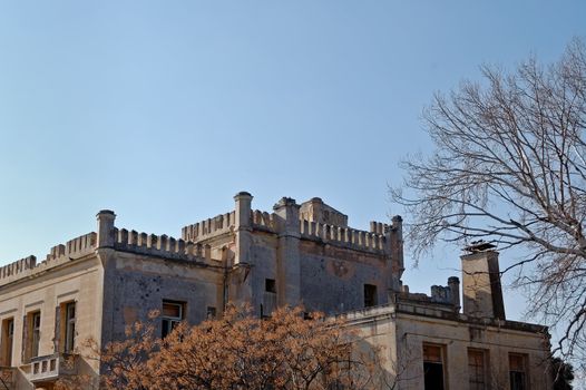 Detail of the abandoned mansion Villa Sygrou designed by architect Ernst Ziller in the late 19th century. Marousi Athens, Greece.