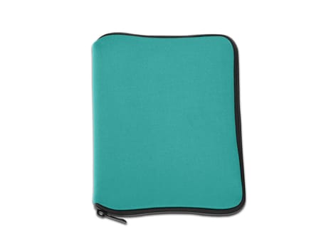 Green bag for laptop isolated