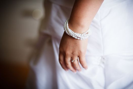 Bracelet on a bride getting ready for her wedding