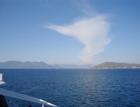 Picturesque sea view from the bord of ship                              