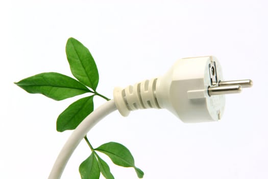 green energy ecological concepts power plug closeup isolated