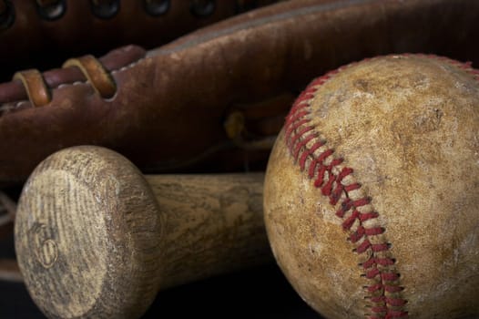 a macro picture of a baseball