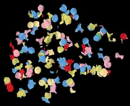 Colorful pieces of confetti paper. Carnival festive background element.