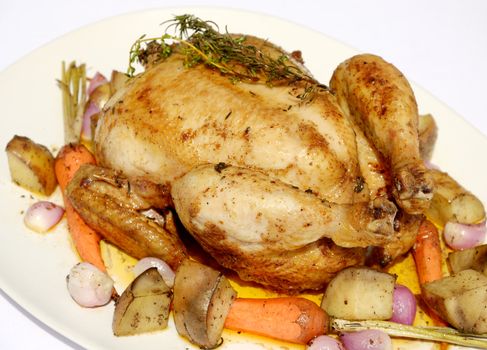 Roast chicken with vegetable, Delicious food
