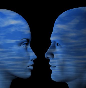 Man and woman human couple. 3d illustration.
