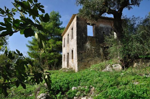 Abandoned rural house ruins in Zakynthos Greece.