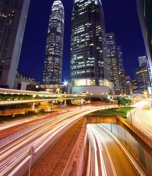 Traffic in Hong Kong at night