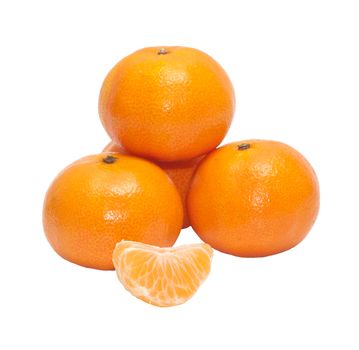 Ripe tangerines it is isolated on a white background.