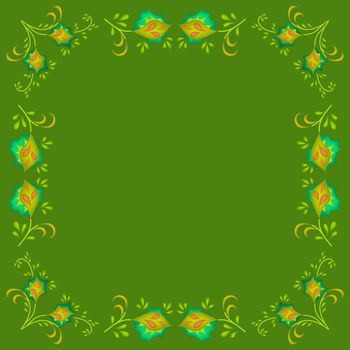 Abstract background, symbolical yellow flowers on the green