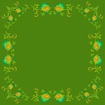 Abstract background, symbolical yellow flowers on the green