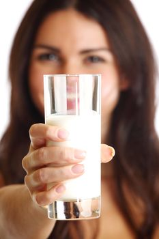 woman drink yogurt close up