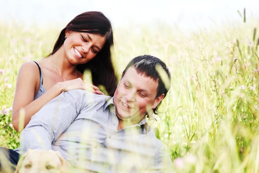 two lovers on grass field