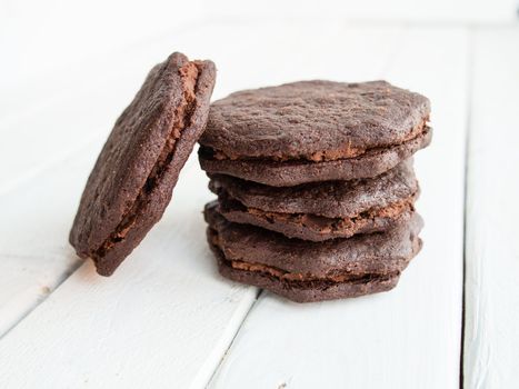 Pile of dark chocolate cookies