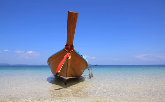 long tail boat sit on the beach,Lipe island, Thailand