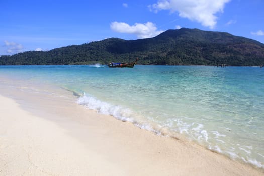 Clear water and blue sky. Lipe island, Thailand.