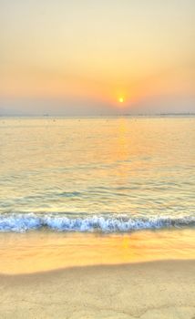 Sunset along the coast, HDR image.