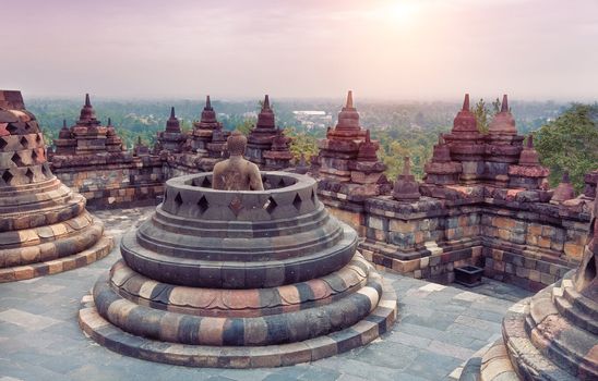 Borobudur Temple at sunrise.Java.Indonesia. 